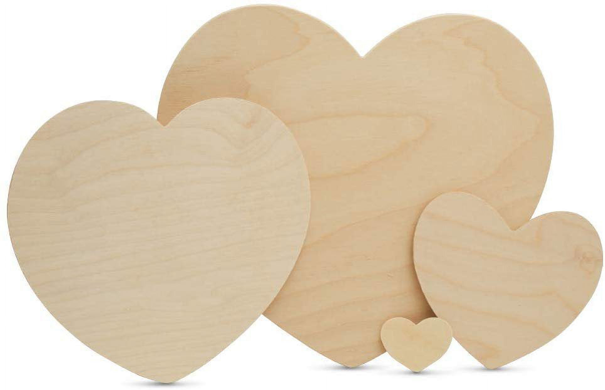 DIY Wooden Heart Cutouts for Crafts 7 inch, 1/8 inch Thick, Pack